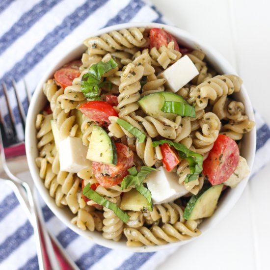 Summer Veggie Pesto Pasta Salad