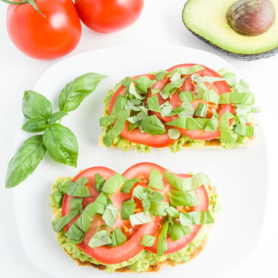 Low Carb Tomato Basil Avocado Toast