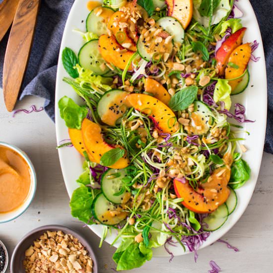 Asian zoodles salad + miso dressing