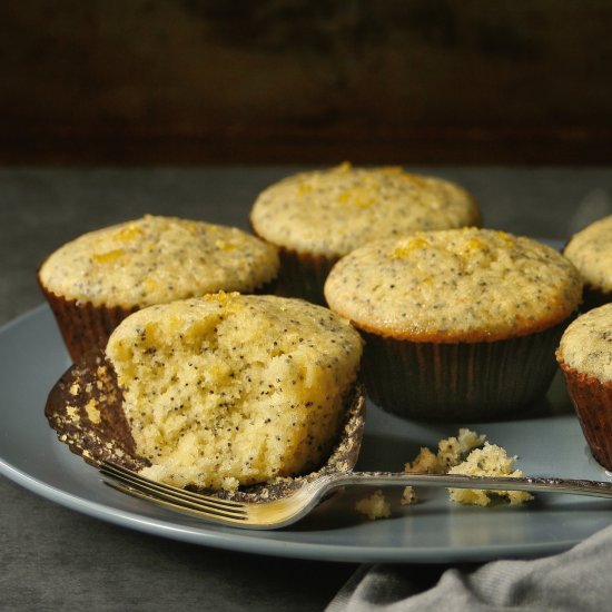 Sticky lemon & poppy seed muffins