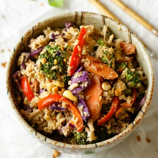 Peanut Cauliflower Rice Stir Fry