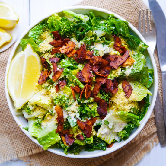 Vegan Kale Caesar & Coconut Bacon