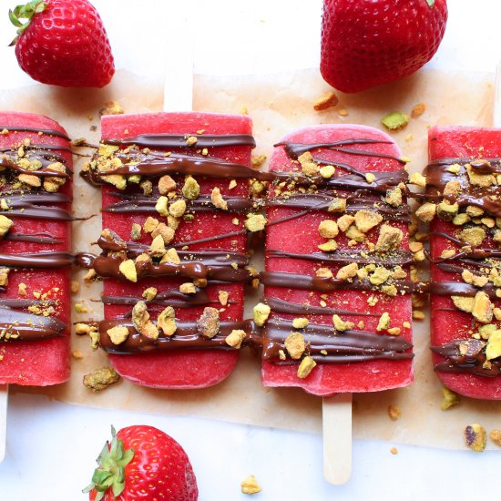 Strawberry Rosewater Popsicles