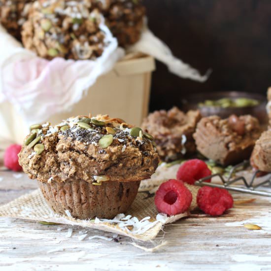 Raspberry Filled Superfood Muffins