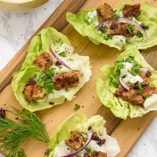 Tempeh Gyro Lettuce Wraps