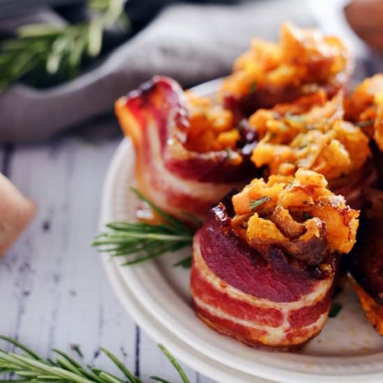 Mashed Sweet Potato Bacon Cups