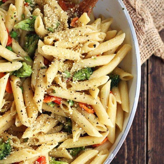 Vegan Coconut Penne Primavera