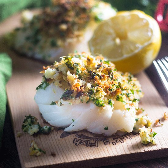 Breadcrumb Topped Halibut