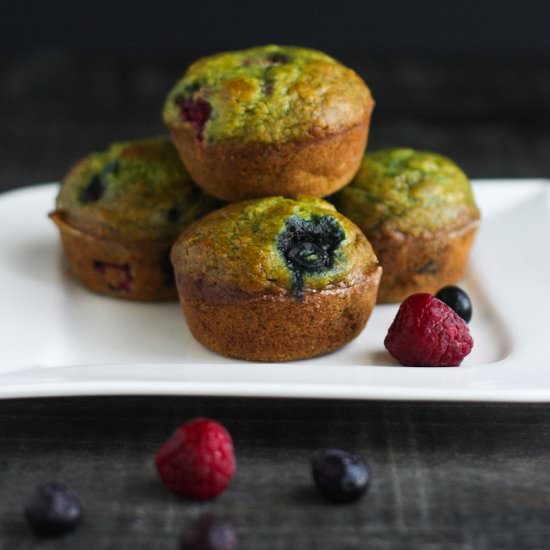 Spinach Banana Berry Muffins