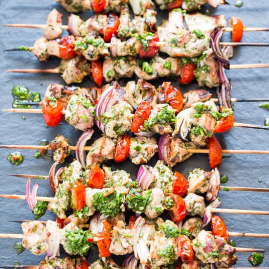 Grilled Chimichurri Chicken Skewers