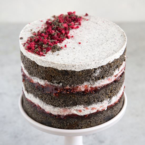 Raspberry Black Sesame Cake