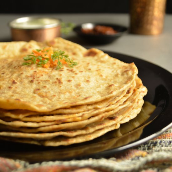 Quick Carrot/Gajar Stuffed Paratha