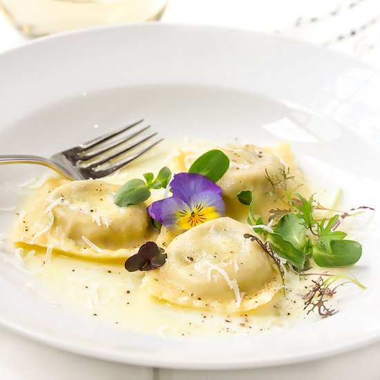 Mushroom Ravioli Limemoncello Sauce