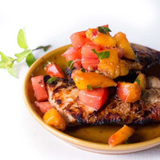 Chicken with Peach Bruschetta