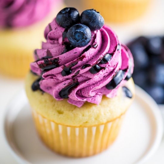 Blueberry Frosted Lemon Cupcakes