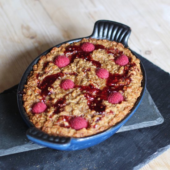 Raspberry Flapjack Pudding