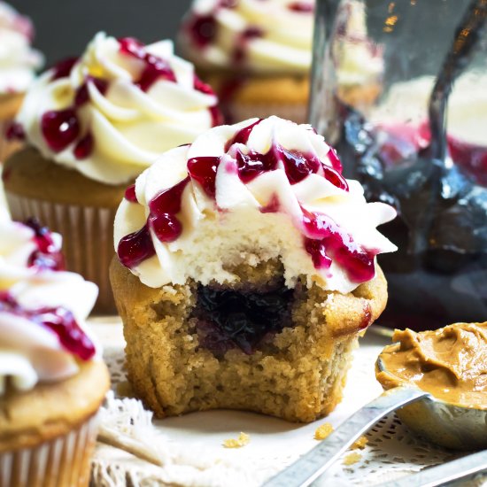 Peanut Butter & Jelly Cupcakes