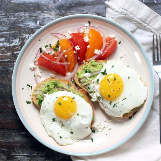 Avocado Egg Toast with Tomato Salad