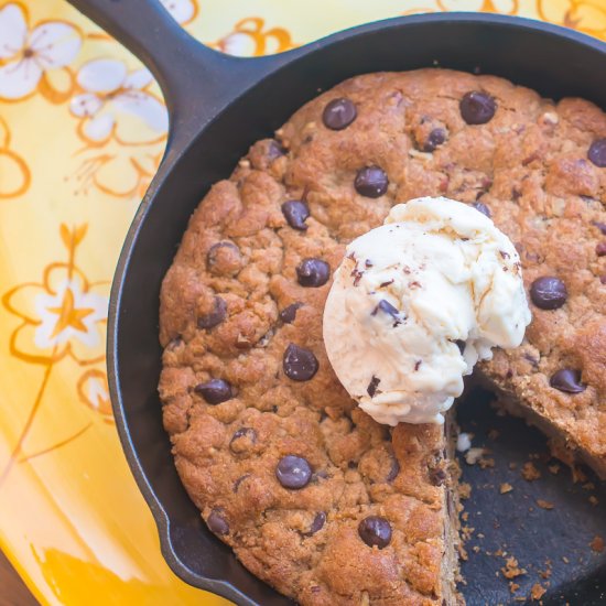 Chocolate Chip Pecan Skillet Cookie