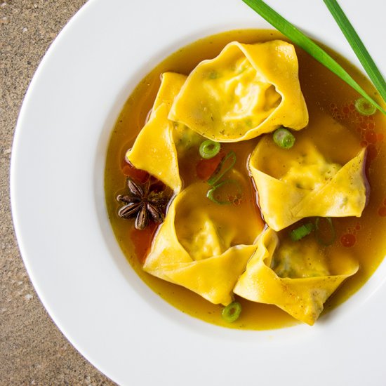 Tofu and Shiitake Wonton Soup