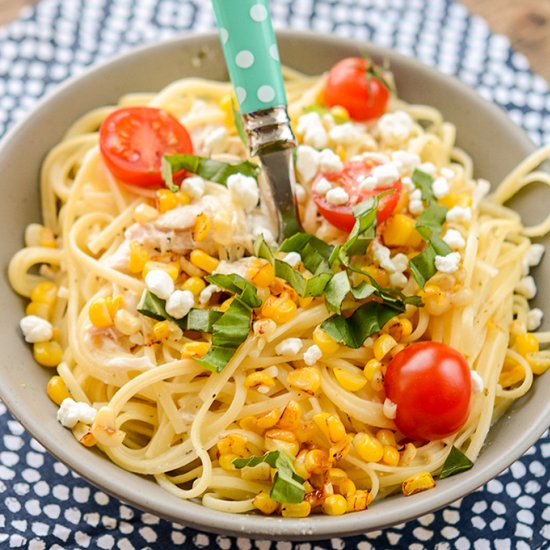 Chicken Pasta w/ Corn & Goat Cheese