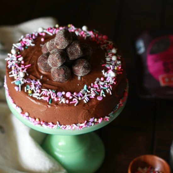 Cardamom Cake w/ Cacao Fudge Frosting