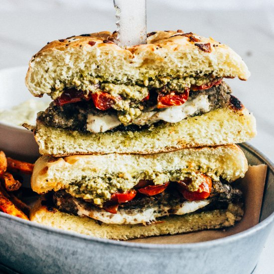 Caprese Stuffed Veggie Burgers