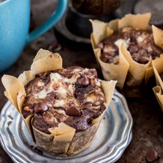 Double Chocolate Cheesecake Muffins