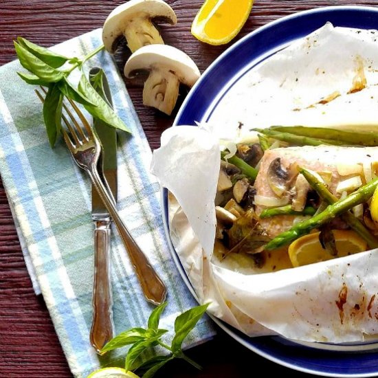 Salmon Asparagus in parchment paper