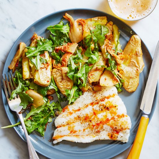 Roasted Fish & Kimchi Potatoes