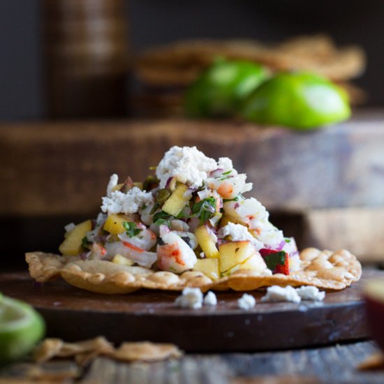 Peach & Shrimp Ceviche Tostada