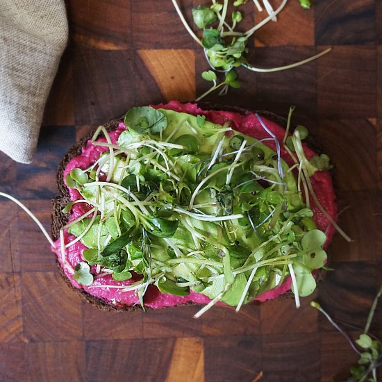 Avocado Toast with Beet Hummus