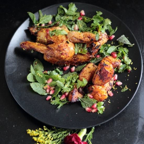 Harissa roast poussin