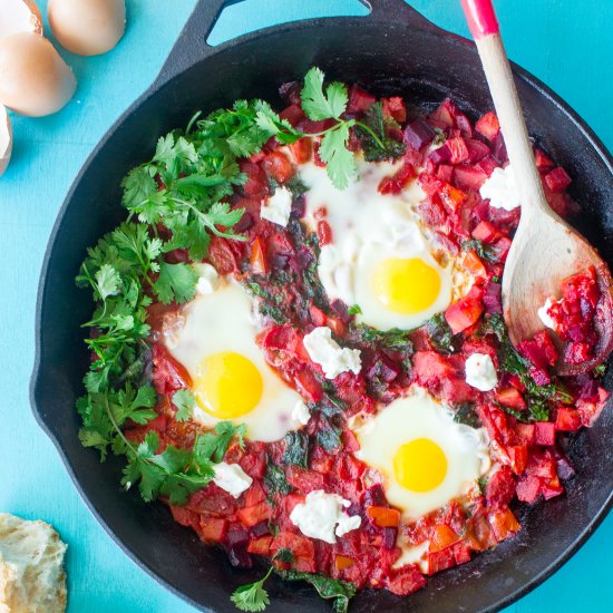 Beet, Kale & Goat Cheese Shakshuka