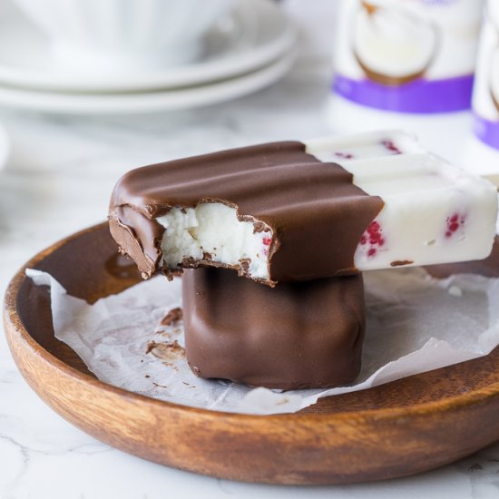 Raspberry Coconut Fro Yo Popsicles