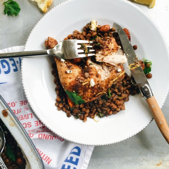 Za’atar Baked Chicken with Lentils