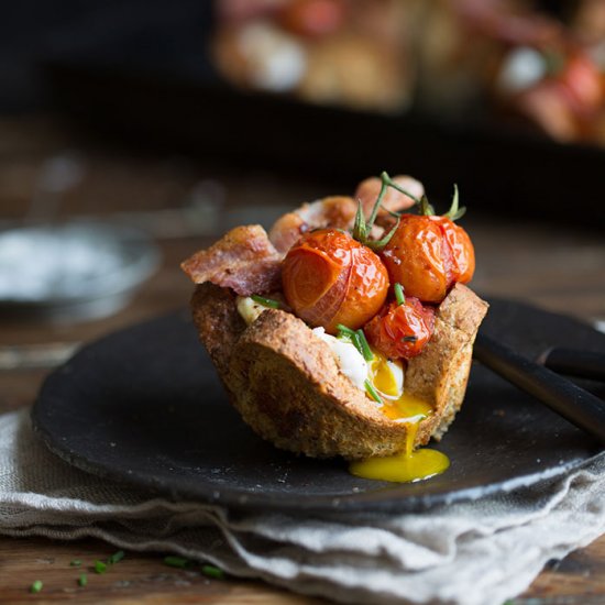 Egg & Bacon in Bread Baskets