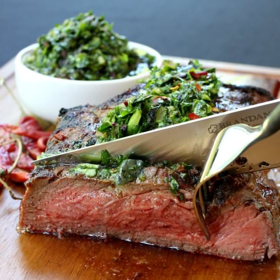 Steak with Spicy Kale Chimichurri