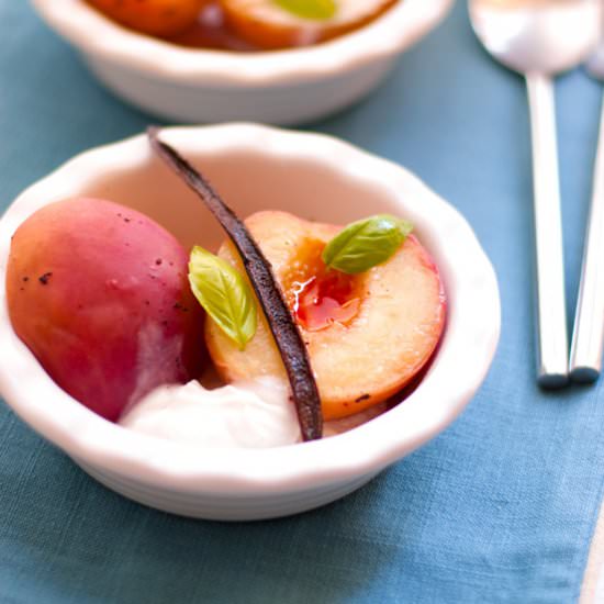 Poached Peaches in Sparkling Wine