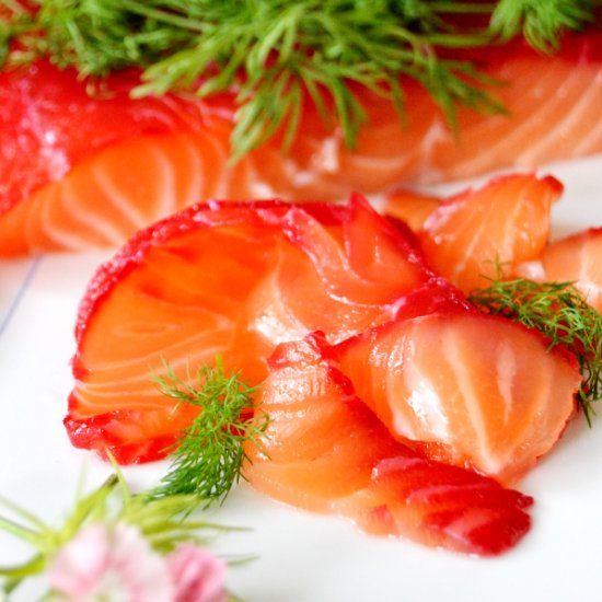 Beet and Horseradish-Cured Salmon Gravlax