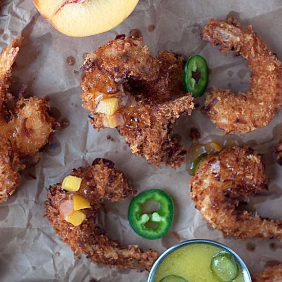 Coconut Shrimp with Peach Butter