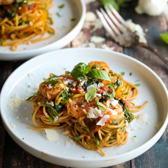 Shrimp Pasta Primavera with Zoodles