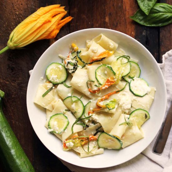 squash blossom & zucchini pasta