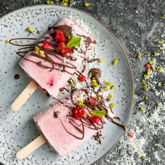 Vegan Raspberry Coconut Popsicles