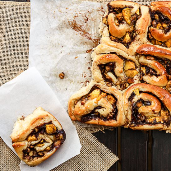 Peach Pecan Cinnamon Buns