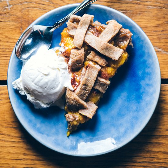 Vegan Peach Pie w/ Spelt Rye Crust