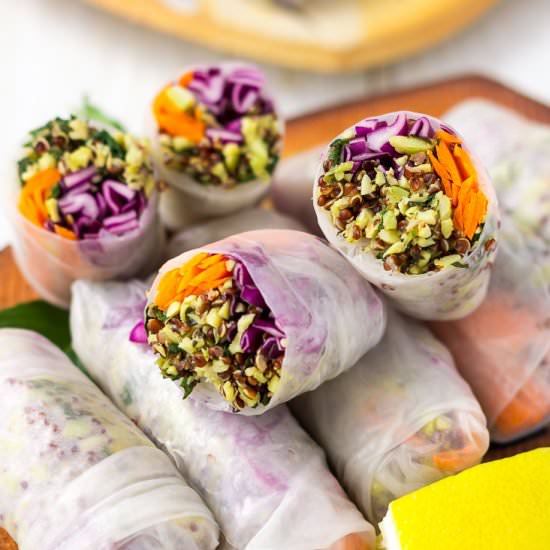 Veggie Edamame Quinoa Summer Rolls