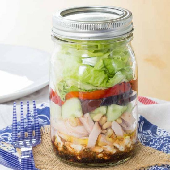 Mediterranean Turkey Mason Jar Salad