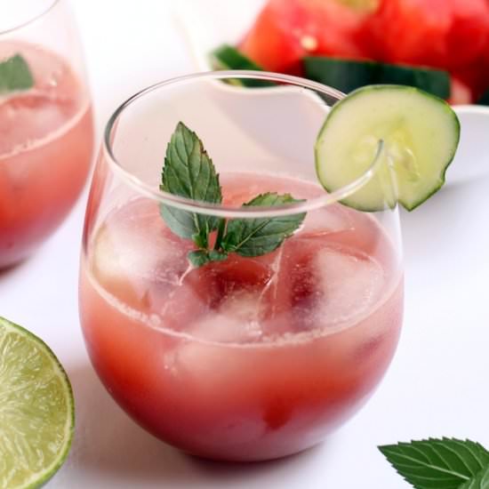 Watermelon Cucumber Mint Cocktail