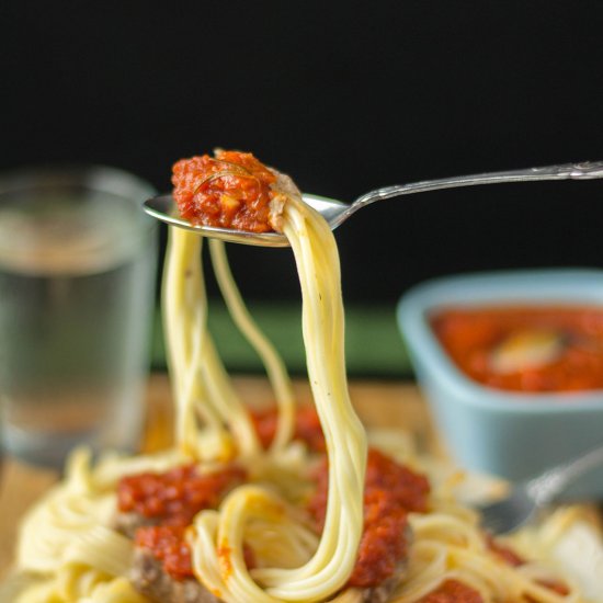 Meatballs & Moustache Spaghetti